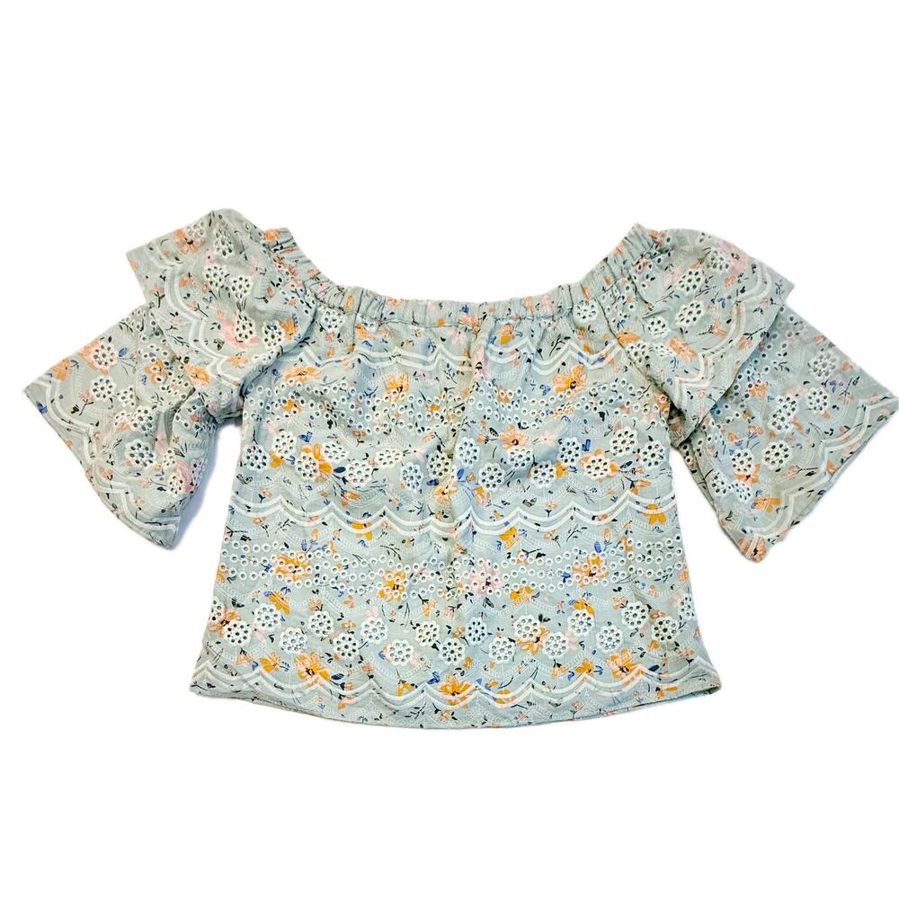 Anthropologie LAIA Ashtabula Embroidered Eyelet Off-Should Top Size Small ✨🌿🌼 - Picture 3 of 12